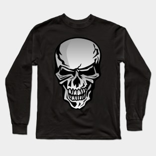 Chrome Skull Illustration Long Sleeve T-Shirt